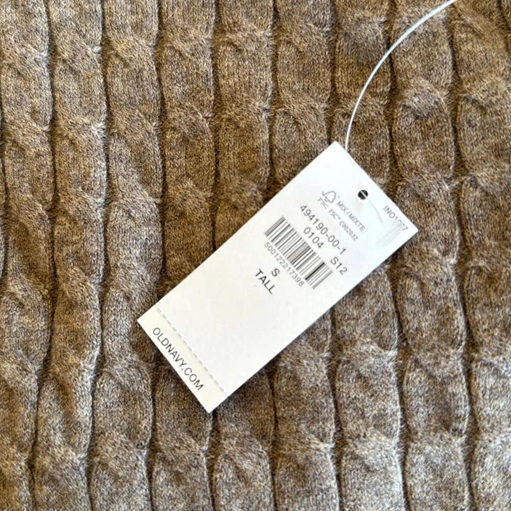 NWT Old Navy kids S TALL Brown Cable Knit preppy Sweater